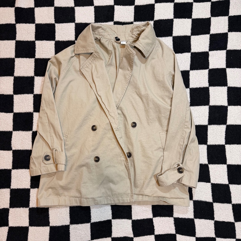 divided h&m beige tan slouchy oversized pea coat size large